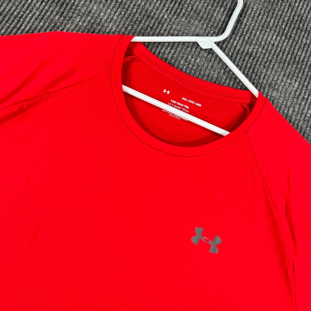 Under Armour Shirt Mens 3XL XXL Red Short Sleeve Tech Tee Workout Active Casual